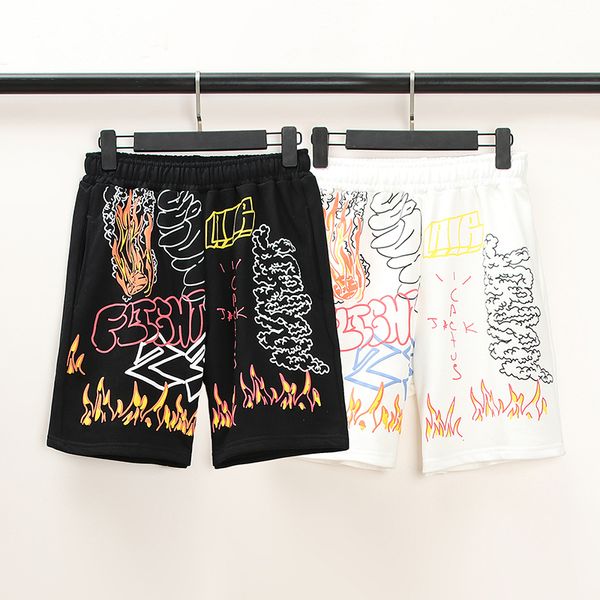 

travis scott astroworld 2021ss european and american men's shorts doodle printmen style hip hop terry pants, White;black