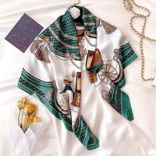 

scarves 100% pure silk square scarf design print women neck hijab wraps head female foulard bandana neckerchief lady shawls, Blue;gray