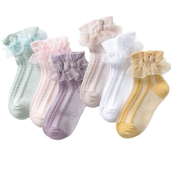 

2-12t kids socks for girls summer spring fashion casual white lace baby, Pink;yellow