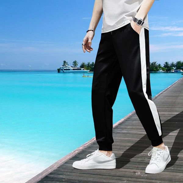 

godlikeu summer mens loose casual jogger pants fashion sport sweat striped black trousers