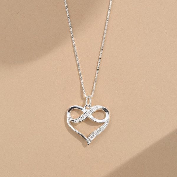

pendant necklaces style infinity symbol love heart necklace fashion silver plated women cz white crystal charm party jewelry