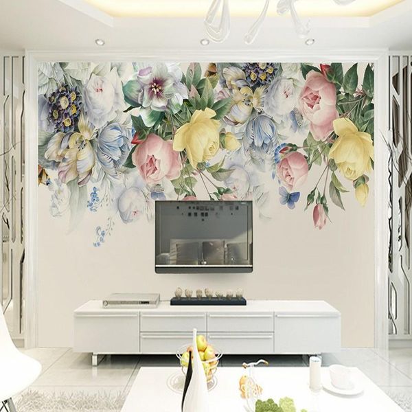 

wallpapers drop custom po wallpaper hand painted retro roses tv background wall mural living room restaurant bedroom