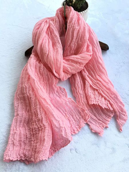 

new light pink cotton hemp pleated zen dance scarf in spring and summer, Blue;gray