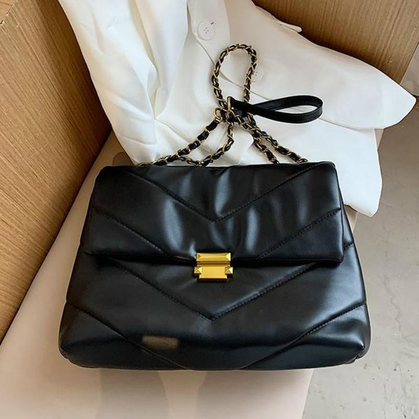 

evening bags soft women handbag female large tote 2021 fashion pu leather black chain shoulder messenger bag