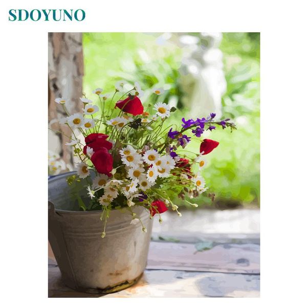 

paintings sdoyuno painting by numbers diy flowers oil pictures acrylic home decor wall for living room