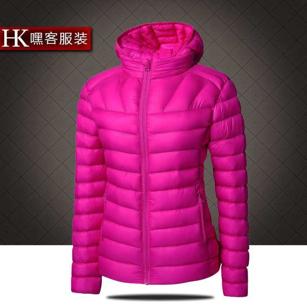

leisure women's cotton padded et slim fit short hooded solid color thickened down