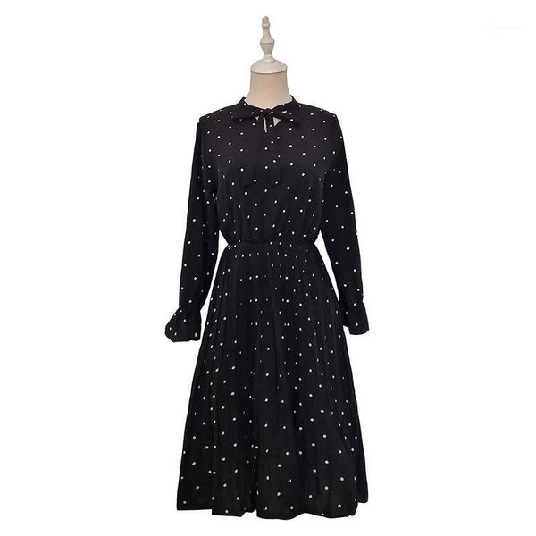 

casual dresses 2021 the spring women pleated dress long sleeve vintage korean fashion elegant ladies party black mini clothes, Black;gray