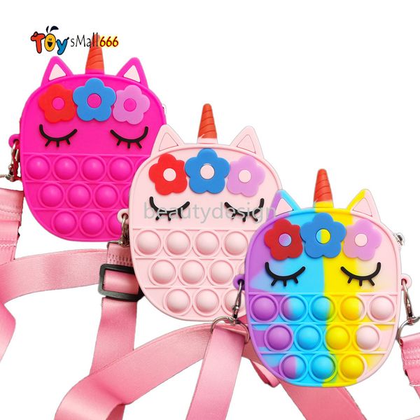 

latest fidget toys new simple dimple messenger bag push bubble antistress children toy keychain wallet christmas