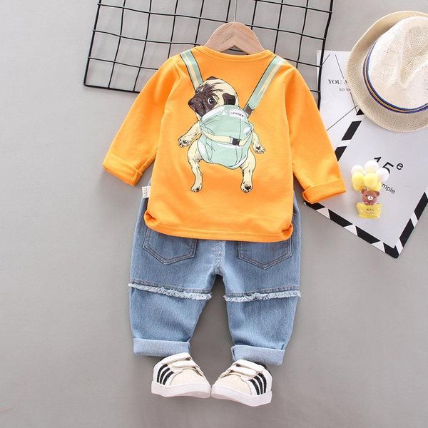 

fshion children girls boys clothing set baby back dog spring sport cotton long sleeve t shirt pants suit kids tracksuit sets, White