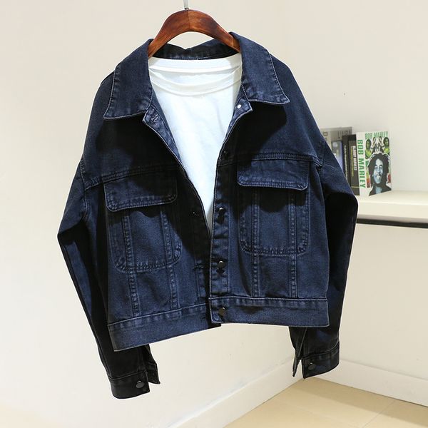 

jacket black bat sleeve short denim jacket coat women big size loose outerwear spring korean casual jeans jackets female chaqueta mujer, Black;brown