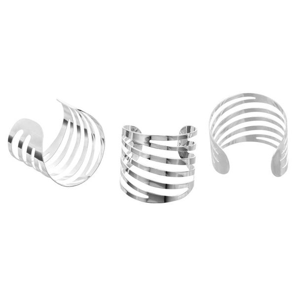 

napkin rings 3pcs hollow design buckles table holders (silver)