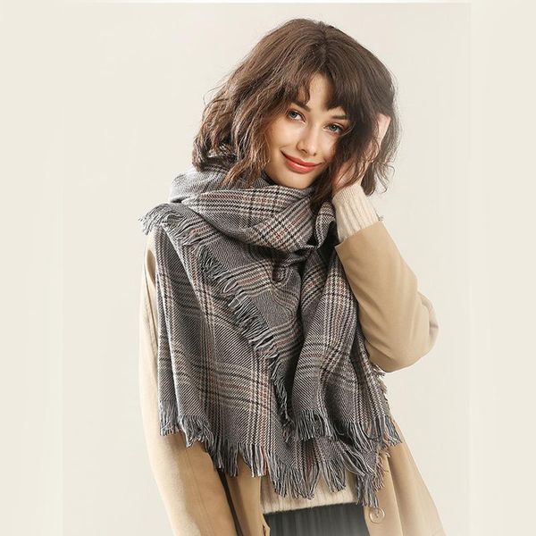 

scarves winter 2021 100% wool scarf women large shawls and wraps warm soft maxi lady fringed long wide oblong fall autumn, Blue;gray