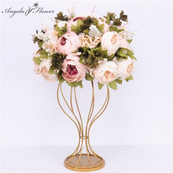 Personalizzato 35 cm centrotavola palla di fiori artificiali + 1 m peonie disposizione di fila di fiori decorazione fornitura arco di nozze tavolo bouquet di fiori 210317