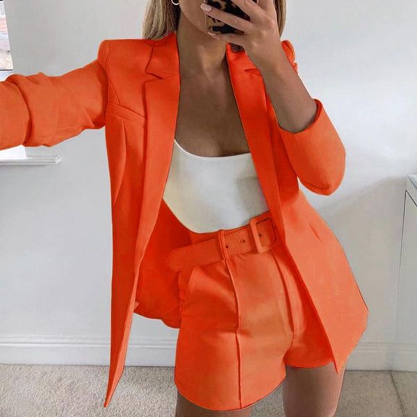 

women's tracksuits oeak two piece set women suit office lady 2021 summer autumn blazer and pants jumpsuit casual suits outfits, Gray