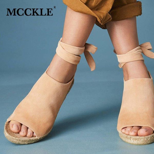 

women wedges sandals ankle strap peep toe shoes solid woven sole high heel flock lace up casual outdoor footwear ladies summer dress, Black