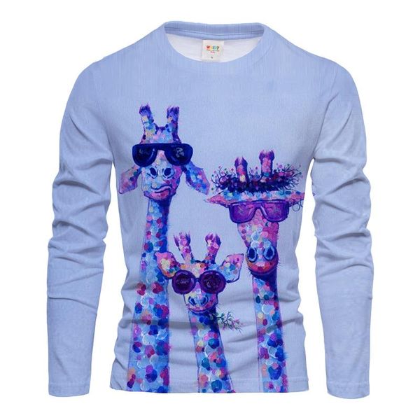 

men's t-shirts giraffe long t shirt 3d print sleeve animal graphic tees pattern men/women colorful tee funny top, White;black