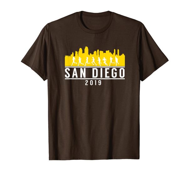 

san diego 2019 skyline runners marathon - yellow - t-shirt, White;black