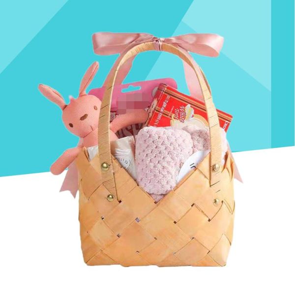 

wood woven candy boxes party holder creative gift box flower basket wedding supplies (small) wrap