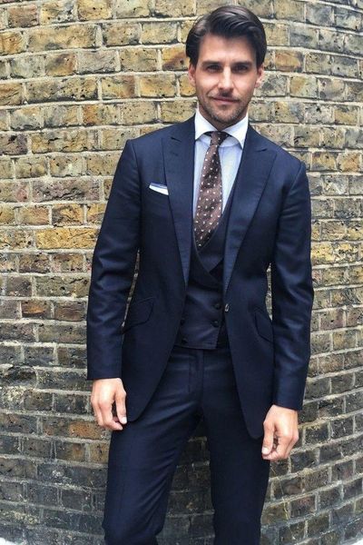 

men's suits & blazers (jacket+pants+vest) business navy blue 3 piece groom tuexdos for wedding formal prom suit party evening blazer cu, White;black