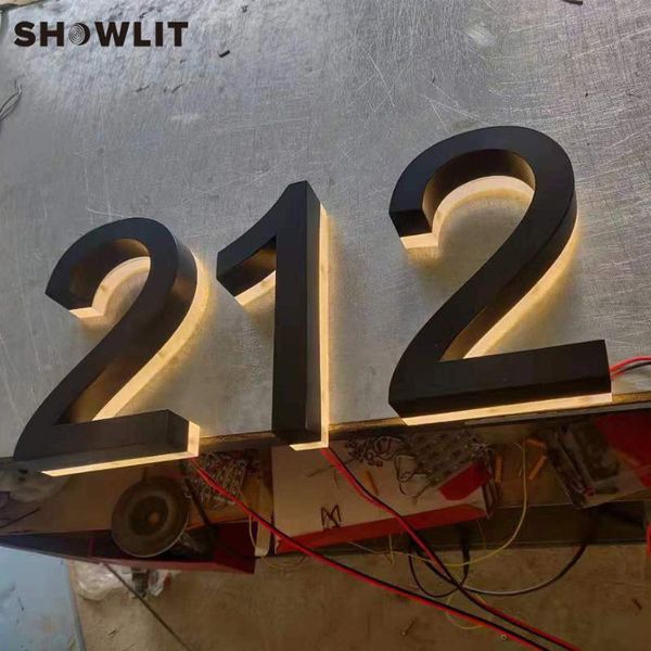

custom made solar lighting house number black painted stainless steel modern numbers other door hardware