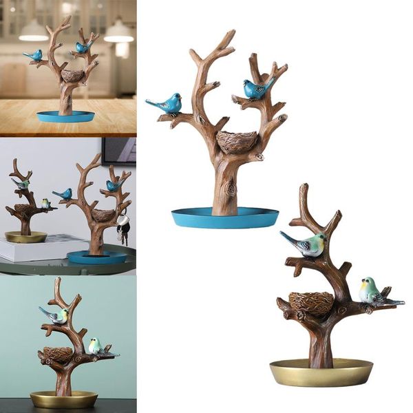 

jewelry pouches, bags antique birds tree branch stand display necklace earring bracelet holder organizer rack tower, Pink;blue