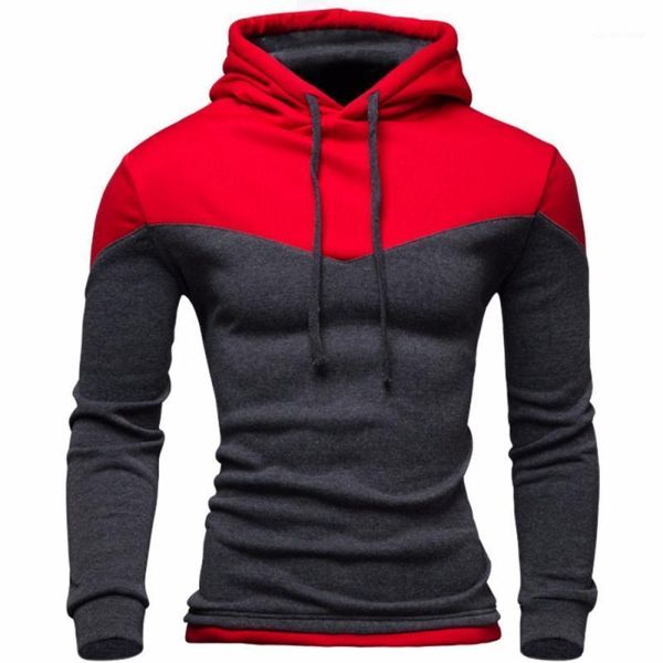 

men's hoodies & sweatshirts men teenager autumn sportwear patchwork color slim pullover outwear sweatshirt fashion casual top, Black