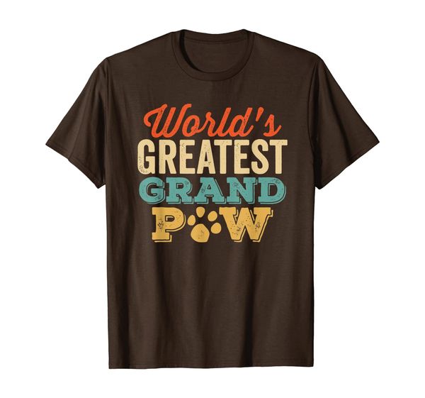 

world's greatest grand paw funny dog retro colors t-shirt, White;black