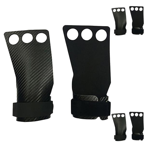 

wrist support 1pair 3 hole carbon hand grips for weightlifting kettlebells gymnastics workout equipmento guantes men women, Black;red