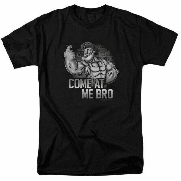 

popeye come at me bro t shirt licensed comic cartoon tee black, White;black