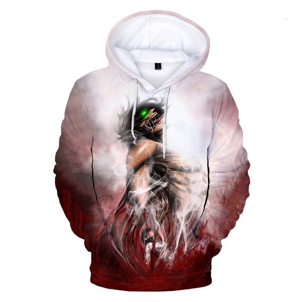 

men's hoodies & sweatshirts attack on titan 3d print hoodie anime harajuku streetwear cartoon men women fashion casual cool pullover od, Black