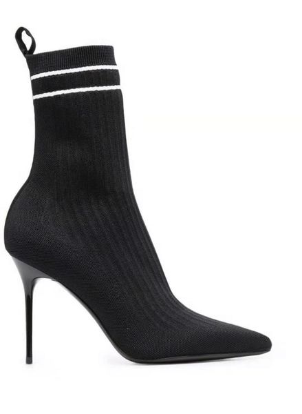

autumn and winter 2021 roman women's short boots fly woven fabric high heels elastic boot inner leather padded feet size 35-41, Black