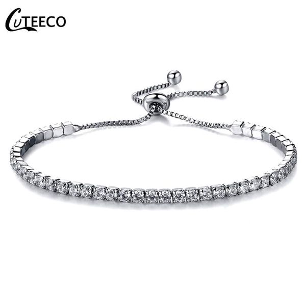 

link, chain cuteeco adjustable tennis bracelets for women cubic zirconia snake bangles couple fashion jewelry gift, Black