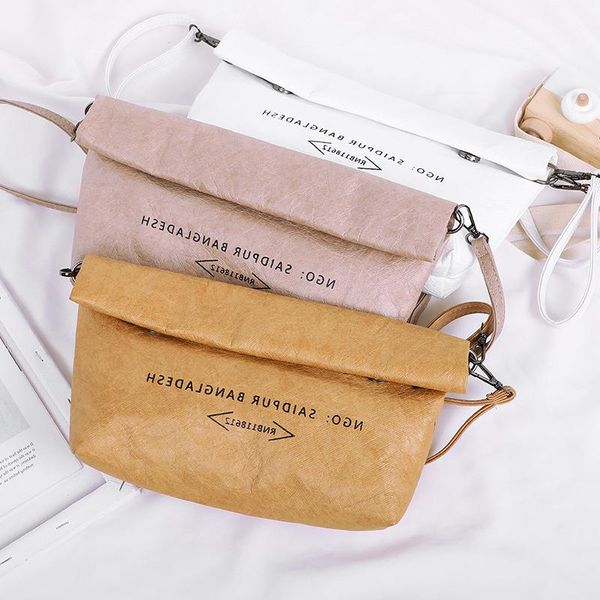 

shoulder korean foldable folds washed messenger clutch kraft retro paper handbag bag new djnim