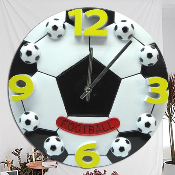 

inch creative football soccer shaped silent no-ticking wall clock for living room children bedroom clocks