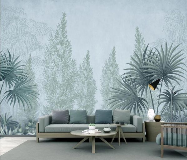 

wallpapers ainyoousem solid color nordic rainforest plant background wall papier peint papel de parede wallpaper 3d stickers