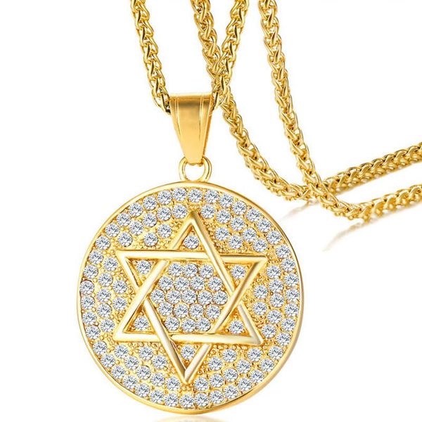 

pendant necklaces zircon six star pendants gold mens stainless steel gift for man accessories jewelry on the neck friend, Silver
