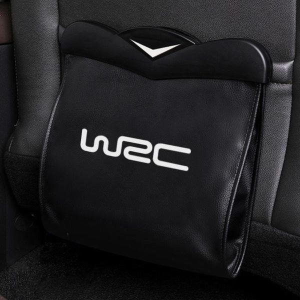 

car organizer wrc trash can garbage bag for back seat dustbin waste hanging leather storage pocket leak-proof basket auto accessories