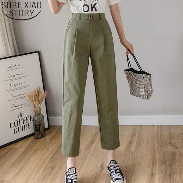 

women's pants & capris women 2021 spring and summer korean fashion casual loose harem pencil high waist solid work female trousers 9647, Black;white