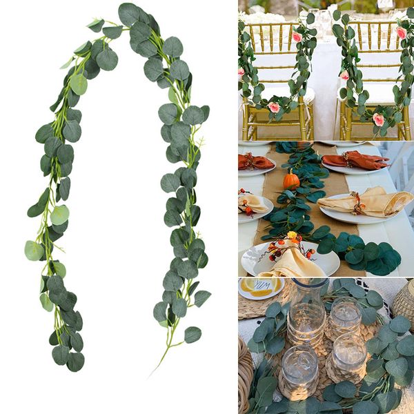 

greenery artificial eucalyptus garland leaves decorative leaf handmade silk flower vines faux flora party wedding backdrop arch wall decorat