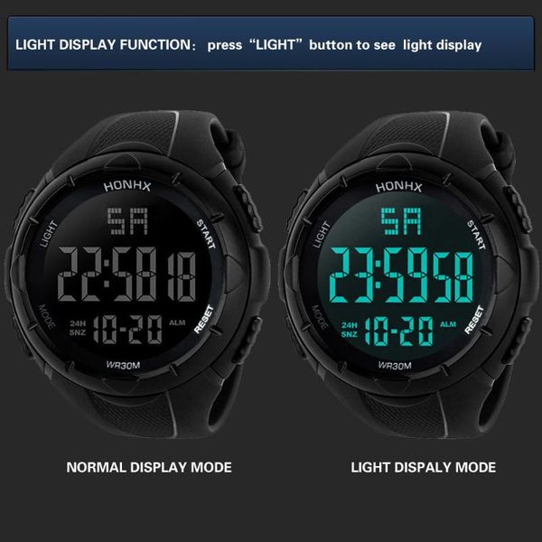 

wristwatches men watch honhx luxury digital led date sport outdoor electronic male casual waterproof wrist watches masculino, Slivery;brown