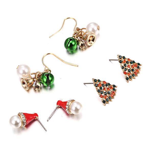 

christmas simple bell earring set with diamond earrings