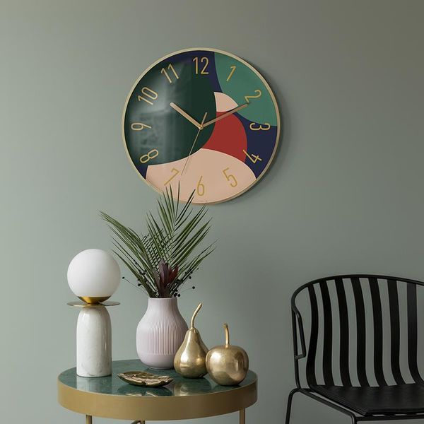 

wall clocks simple creative clock silent modern round restaurant classic mechanism nordic design duvar saati home decor bw50wc