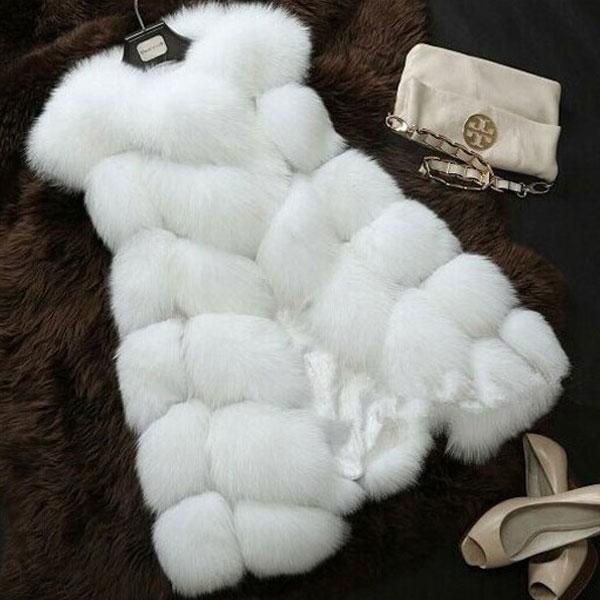 

women's vests white faux fur grass plush outwear furry waistcoat loose over coat vest sleeveless cloth winter clothes underwaist wom, Black;white