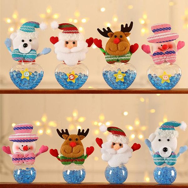 

christmas decorations cute cartoon plush lids candy jar for party santa claus snowman chocolate storage bottle ornament