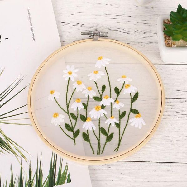 

other arts and crafts cross-stitch set diy stamped embroidery starter kit with flowers plants pattern threads tools sewing kits