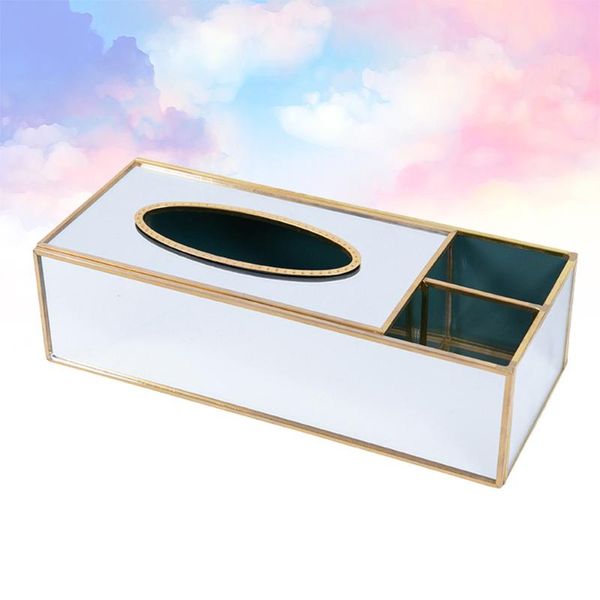 

1pc glass tissue box brass mirrored (mirror style) boxes & napkins