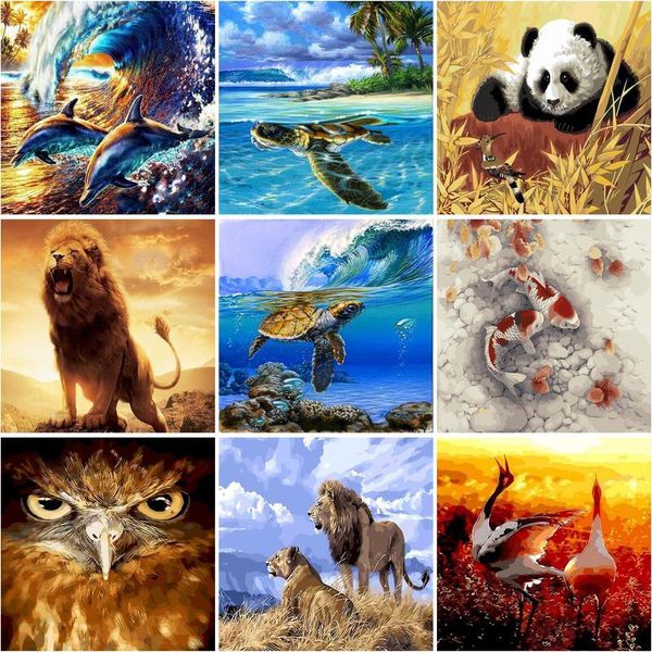 

paintings gatyztory 60x75cm animals oil painting by numbers for adults paints number canvas kits diy gift home decor