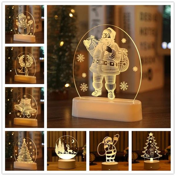 

christmas decorations santa claus elk 3d acrylic night light decoration for home 2021 ornaments xmas gift navidad year 2022