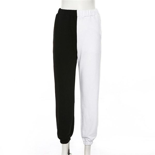 

women colorblock trousers patchwork pants fashion women's & capris, Black;white