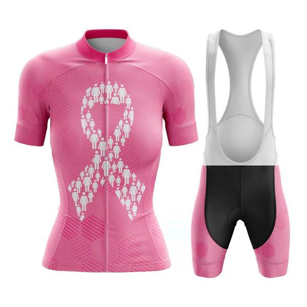 

Racing Sets Women's Protect Breast Cancer Pink Cycling Jersey Set Short Sleeve Bicycle Clothes And Bib Tight Shorts Breathable Gel Pad, Black;blue